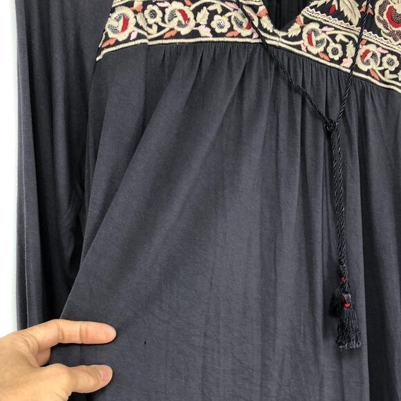 Anthropologie One  September Nightingale Tassel Blouse in grey "Carbon" XS - Picture 13 of 15